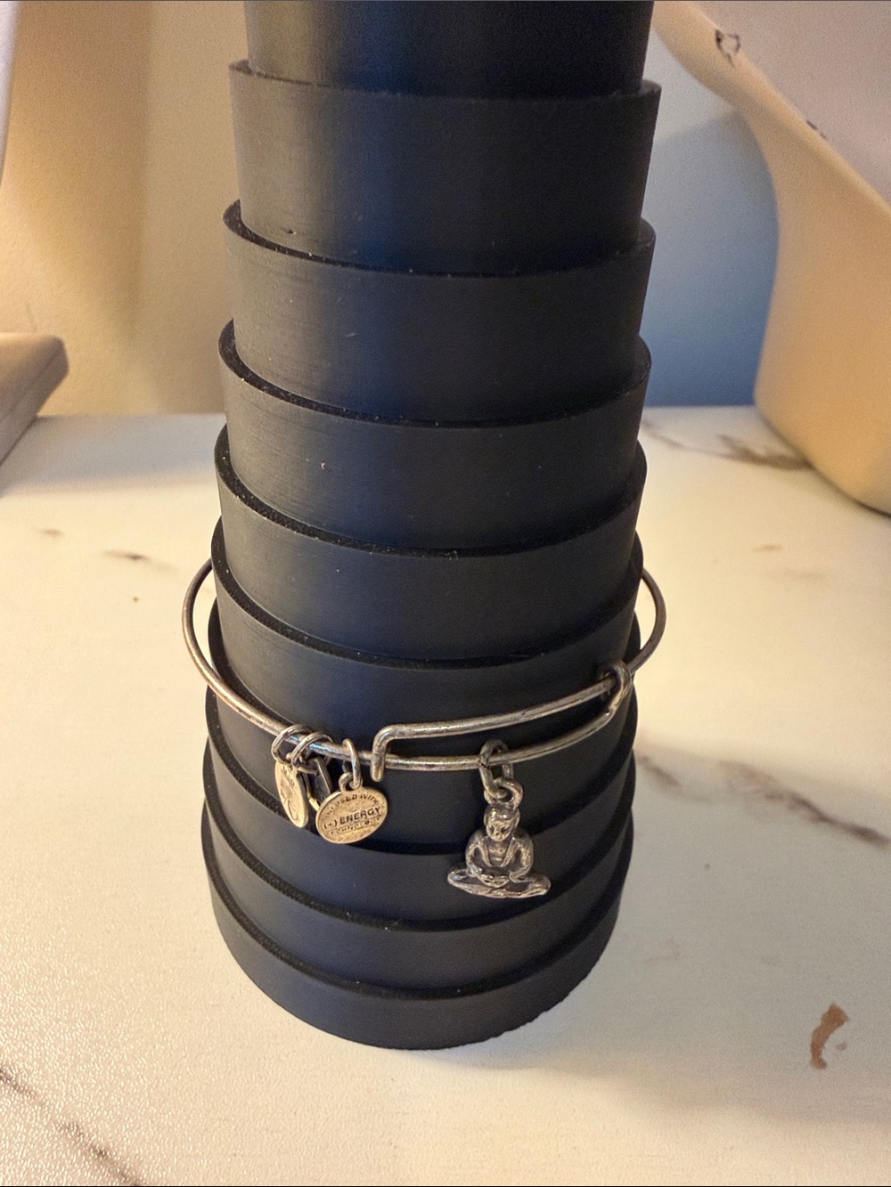 Alex and Ani Silver Charm Bangle Bracelet with Buddha Pendant - Women's Jewelry